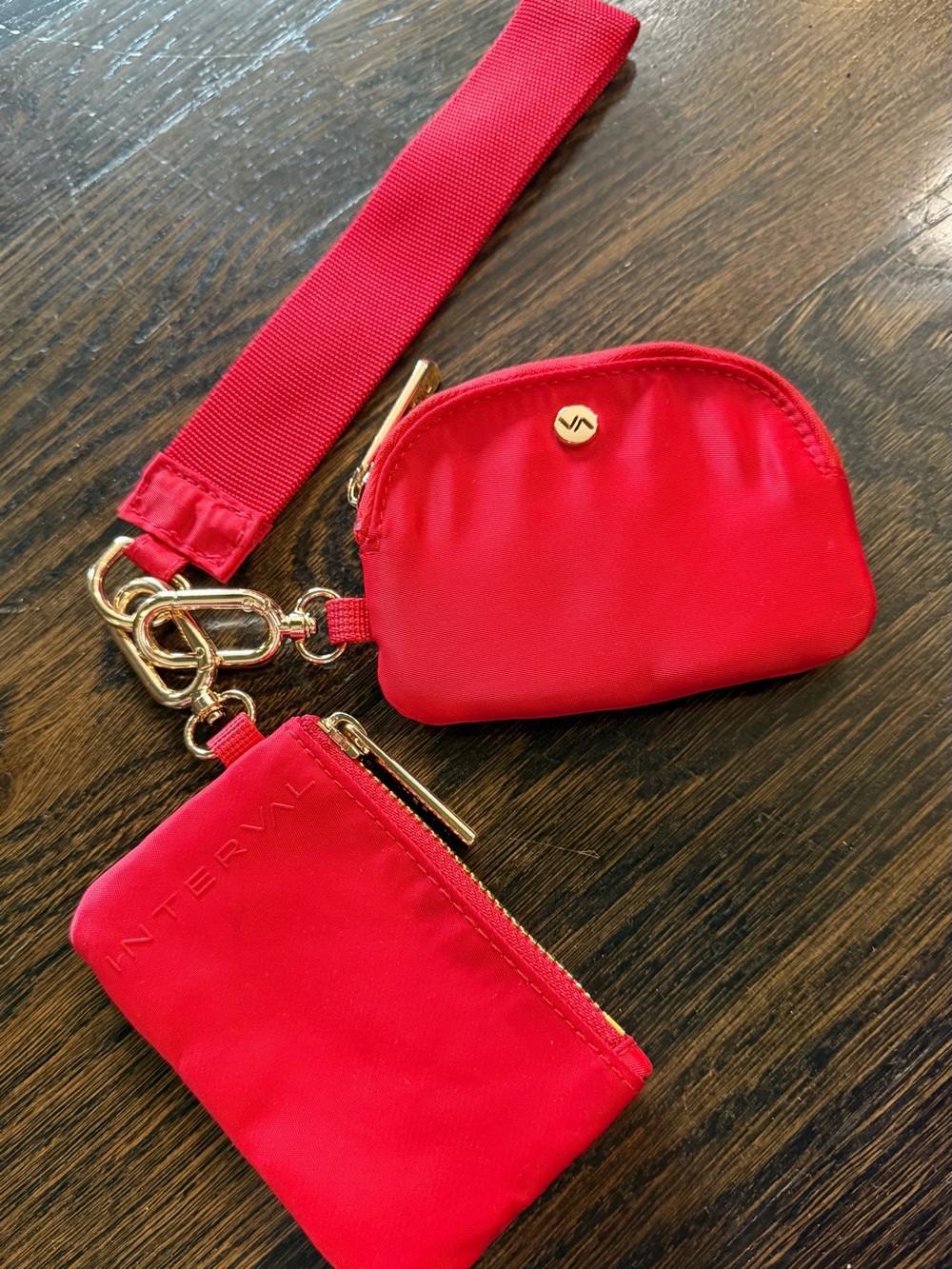 Red Wristlet Set - Compact Clutch & Coin Pouch